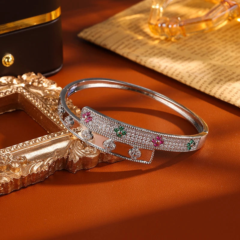 Luxurious Exquisite Zircon Flower Copper Bracelets