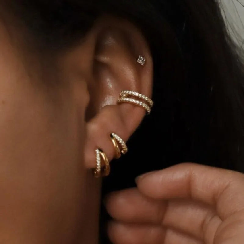 3Pcs Luxurious Romantic Diamond-Encrusted Zircon Earrings