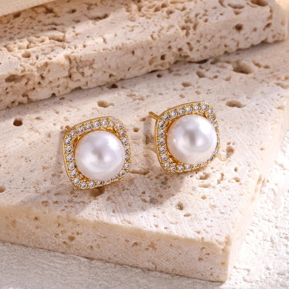 Luxurious Sexy Pearl Zircon Stud Earrings