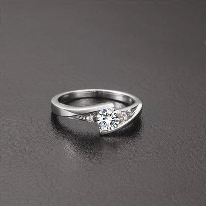 Solid Platinum PT950 Ring 0.5CT Natural Moissanite Diamond