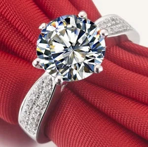 Solid Platinum PT950 Ring 2CT Diamond Engagement Rings