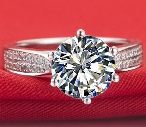 Solid Platinum PT950 Ring 2CT Diamond Engagement Rings