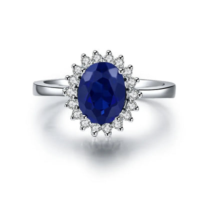 1.5CT Solid 18K White Gold Blue Fine Diamond Engagement Ring