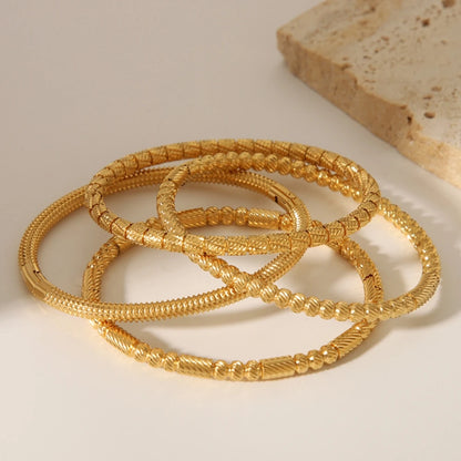 Stainless Steel Twist Spiked Open Bracelet