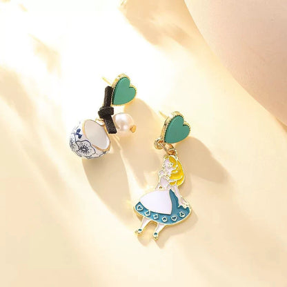 Carton Fairy Tale Princess Alice Asymmetry Earrings
