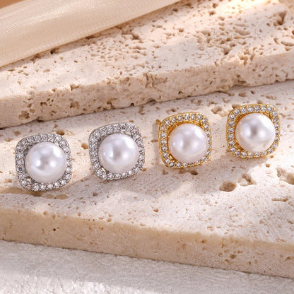 Luxurious Sexy Pearl Zircon Stud Earrings