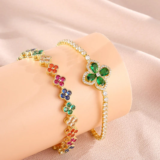 Fashionable And Sweet Flower Zircon Bracelet