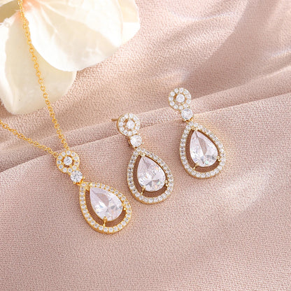 Luxurious Romantic Water Drop-shaped Diamond  Necklace
