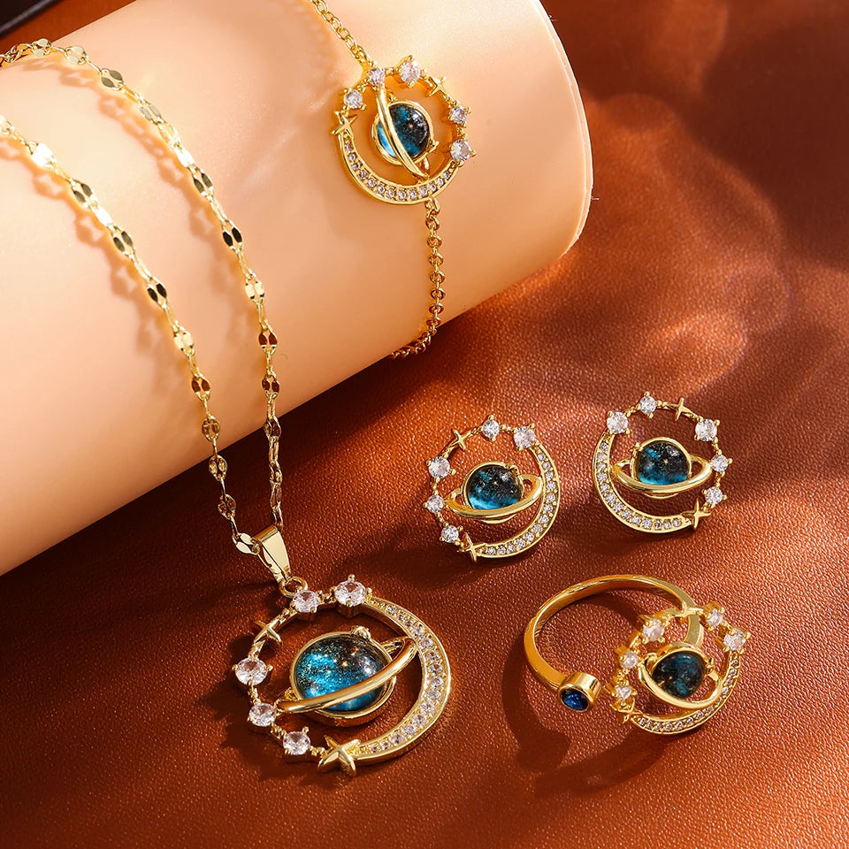 Luxurious High-end Zircon Jewelry Set