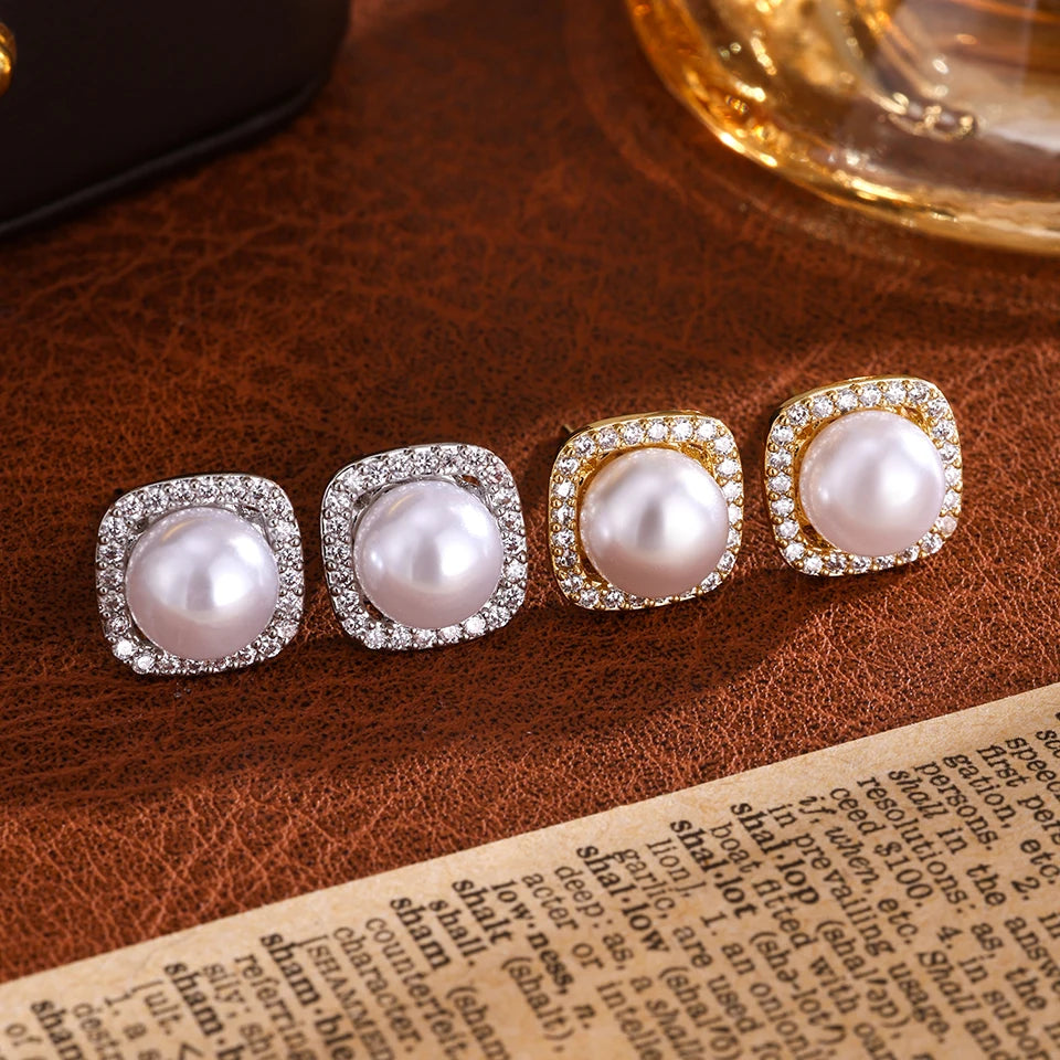 Luxurious Sexy Pearl Zircon Stud Earrings