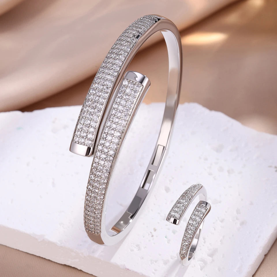 Luxurious Sexy Diamond Square Zircon Bracelet Ring
