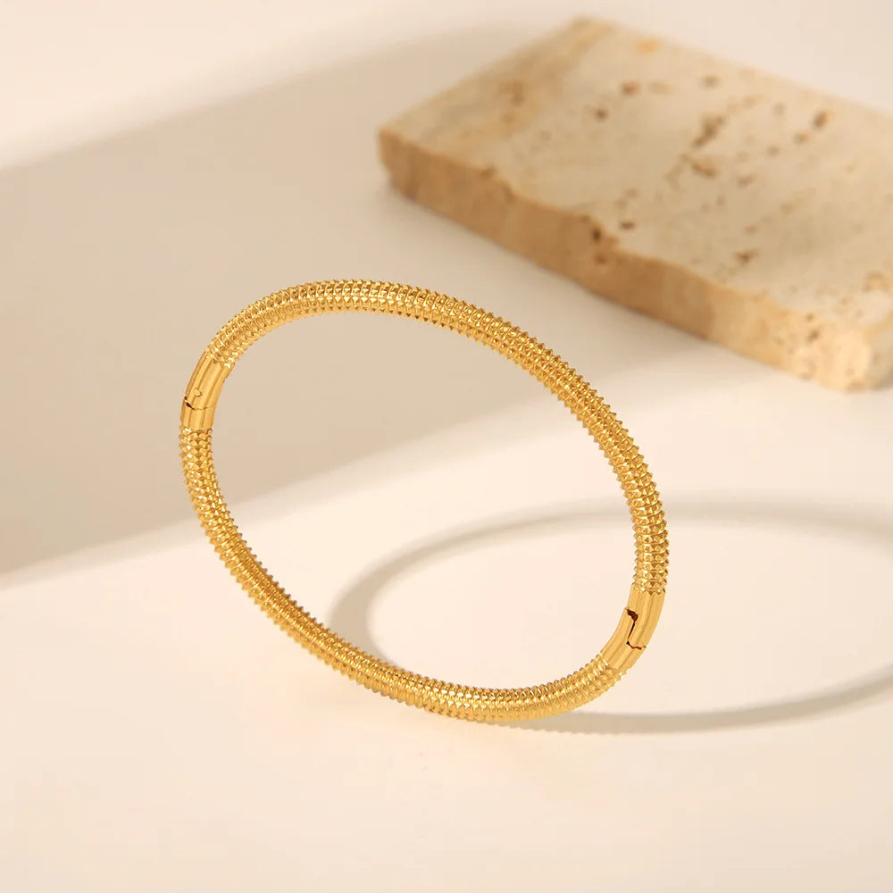 Stainless Steel Twist Spiked Open Bracelet