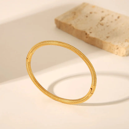 Stainless Steel Twist Spiked Open Bracelet