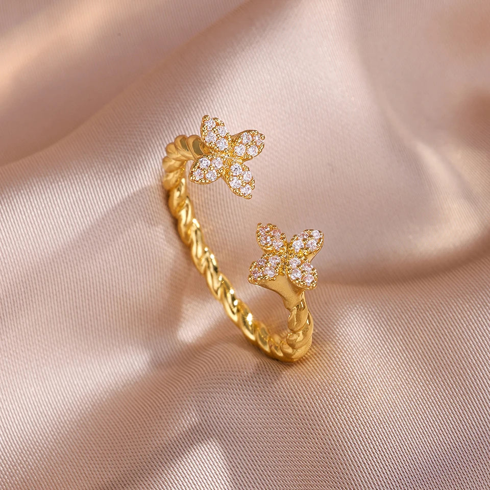 Luxurious Sexy Flower Zircon Opening Ring