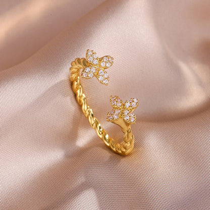 Luxurious Sexy Flower Zircon Opening Ring