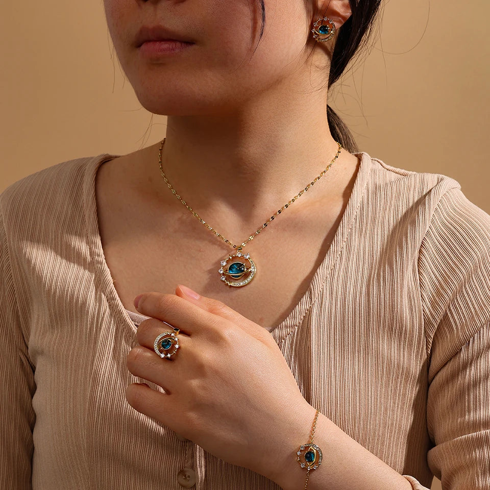 Luxurious High-end Zircon Jewelry Set