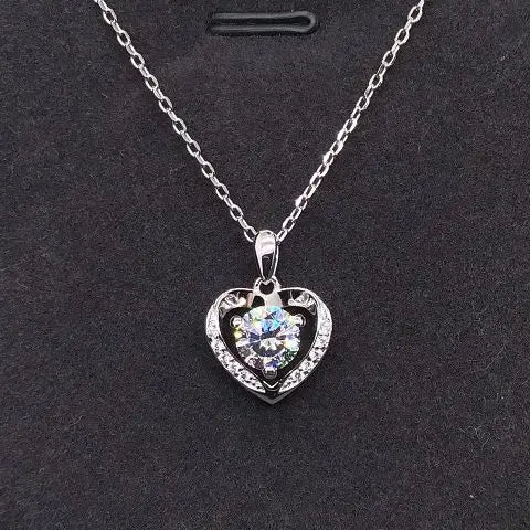 Pure 18K White Gold Necklace Heart Style