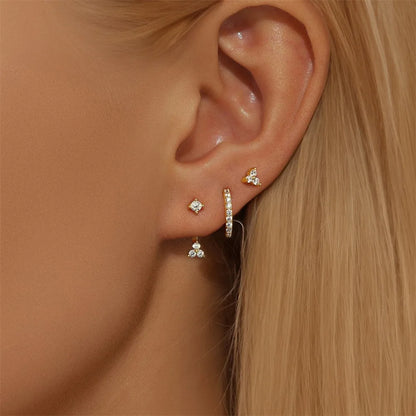 3Pcs Luxurious Romantic Diamond-Encrusted Zircon Earrings