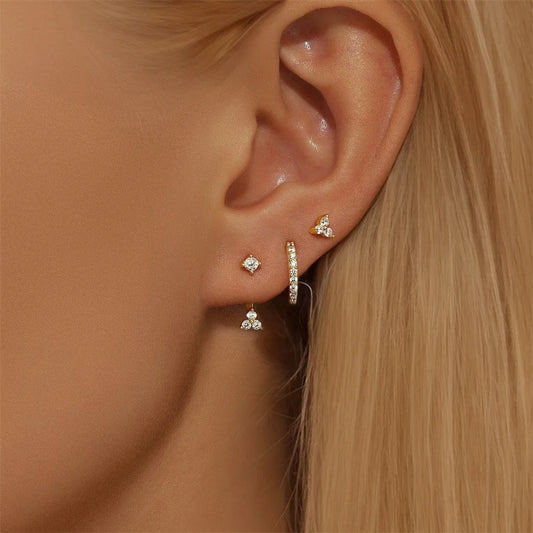 3Pcs Luxurious Romantic Diamond-Encrusted Zircon Earrings
