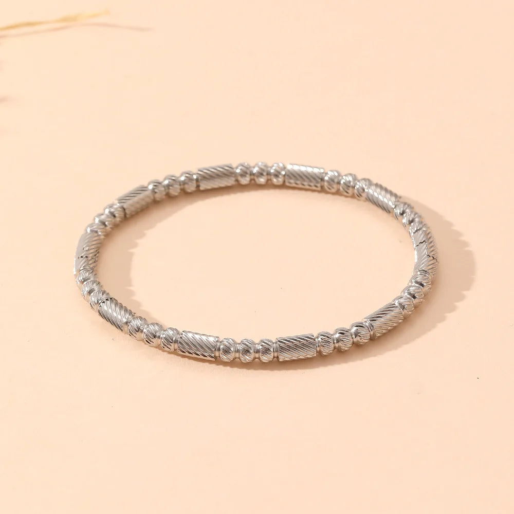 Stainless Steel Twist Spiked Open Bracelet