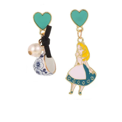 Carton Fairy Tale Princess Alice Asymmetry Earrings