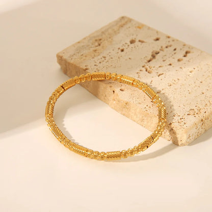 Stainless Steel Twist Spiked Open Bracelet