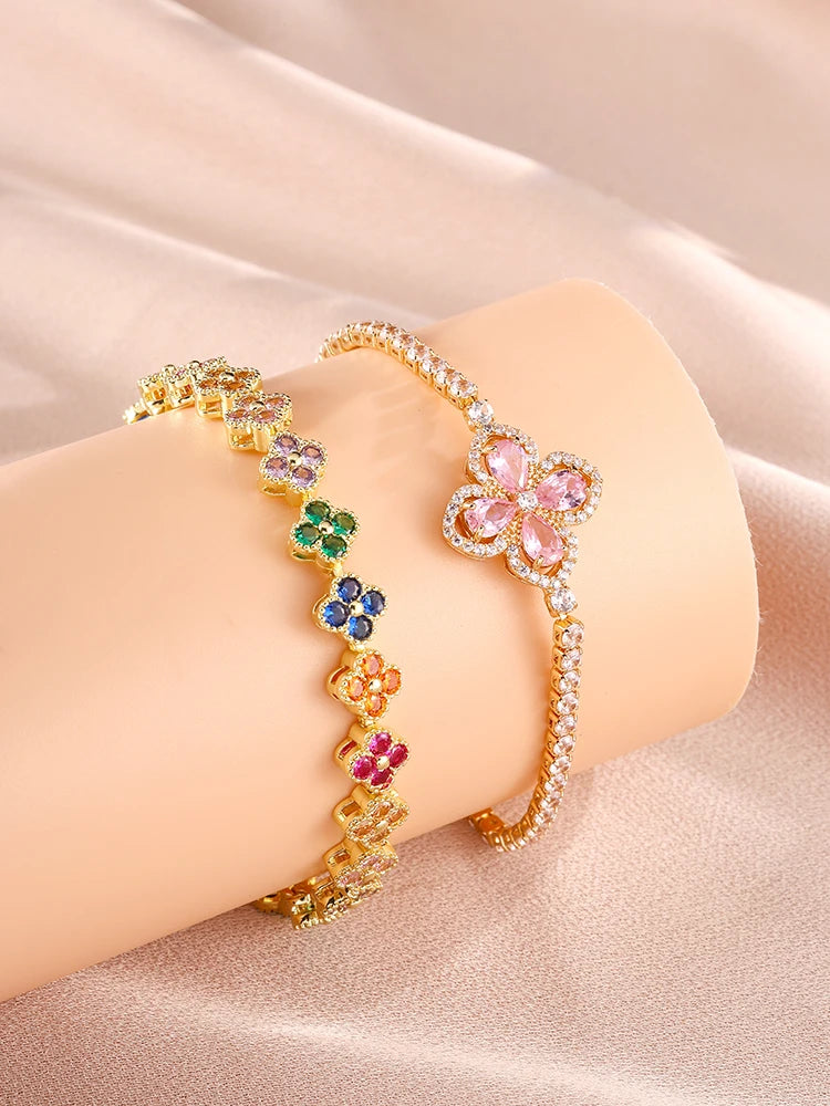 Fashionable And Sweet Flower Zircon Bracelet