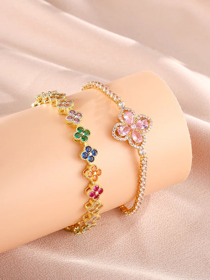 Fashionable And Sweet Flower Zircon Bracelet
