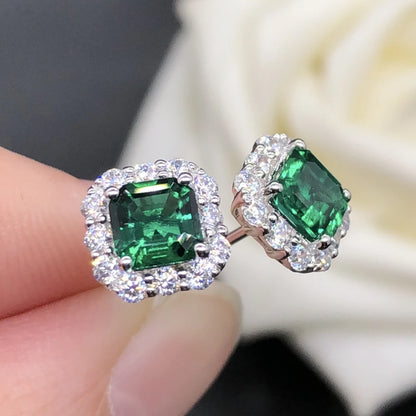 Genuine White Gold 0.5CT/Piece Emerald Engagement Earrings