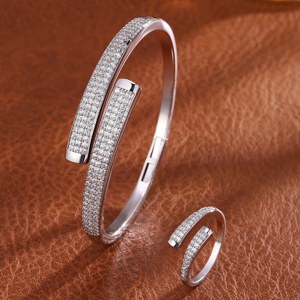 Luxurious Sexy Diamond Square Zircon Bracelet Ring