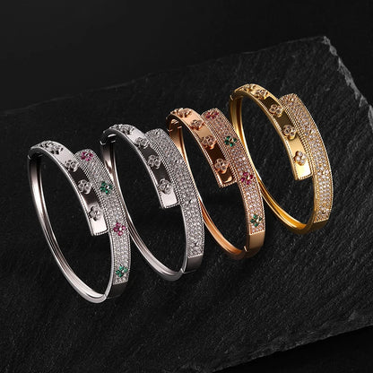 Luxurious Exquisite Zircon Flower Copper Bracelets