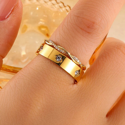 Sexy Romantic Flower Stainless Steel Ring Set