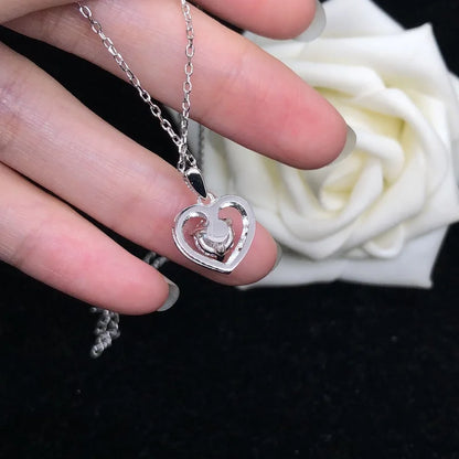 Pure 18K White Gold Necklace Heart Style