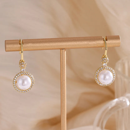 Luxurious Exquisite Cube Oxidized Pearl Decorative Earrings