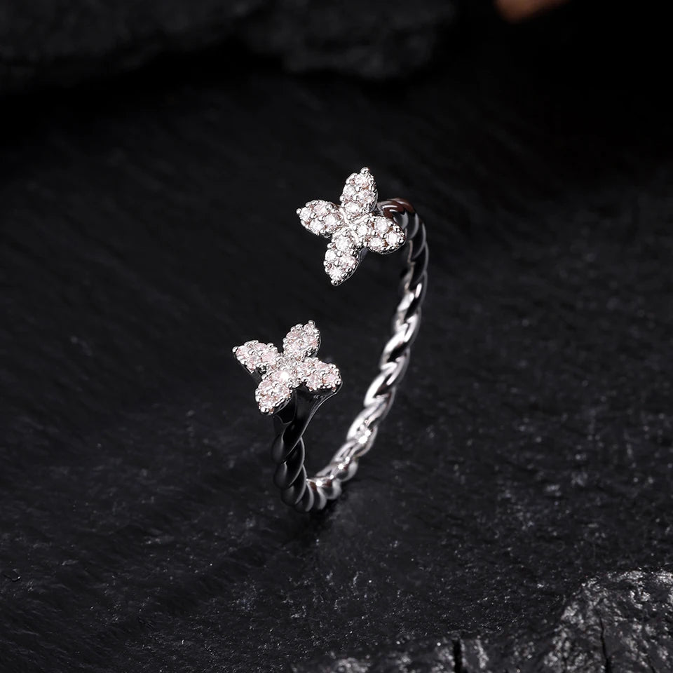 Luxurious Sexy Flower Zircon Opening Ring