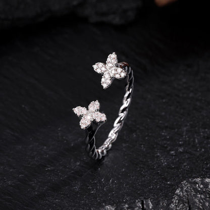 Luxurious Sexy Flower Zircon Opening Ring