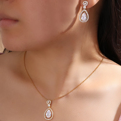 Luxurious Romantic Water Drop-shaped Diamond  Necklace
