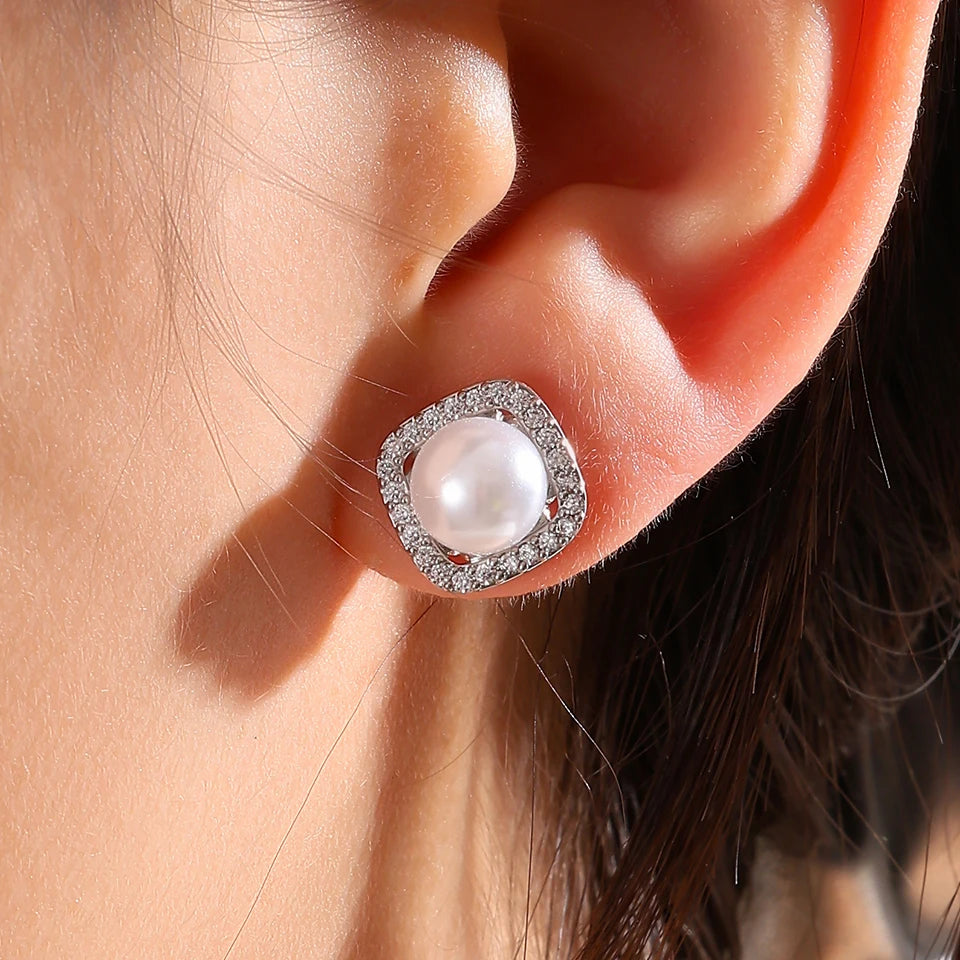 Luxurious Sexy Pearl Zircon Stud Earrings