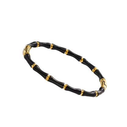 Stainless Steel Black And White Bamboo Bone Bracelet