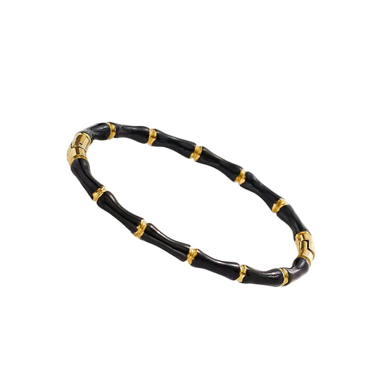 Stainless Steel Black And White Bamboo Bone Bracelet