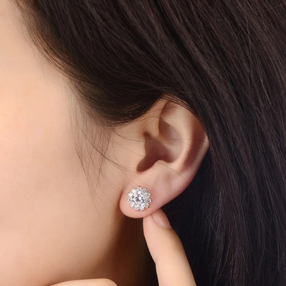 Popular Sun Flower 1CT/ Piece Moissanite Stud Earrings