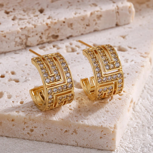 Luxurious And Sexy Hollow Zircon Stud Earrings