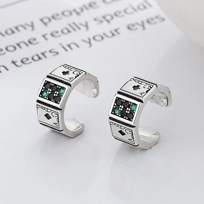 Punk Retro Playing Card Diamond-set Decoration Ring