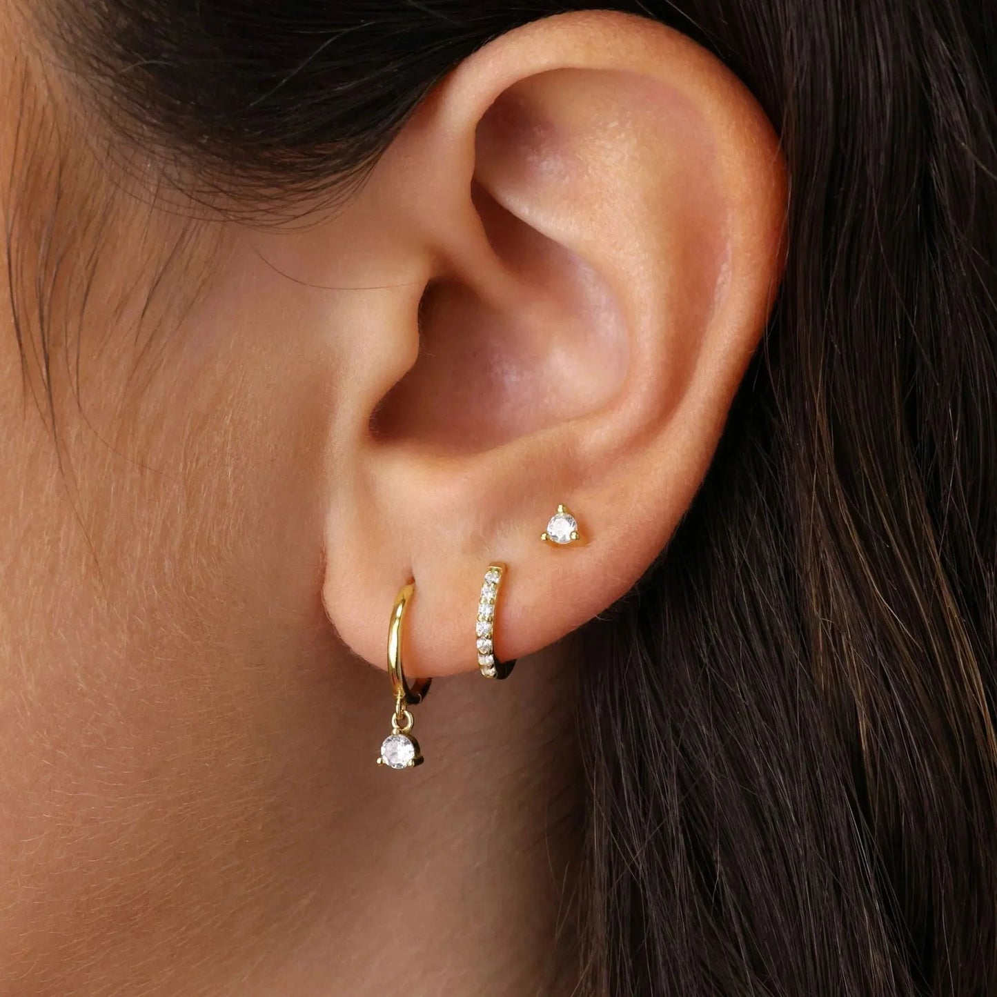 3Pcs Luxurious Romantic Diamond-Encrusted Zircon Earrings
