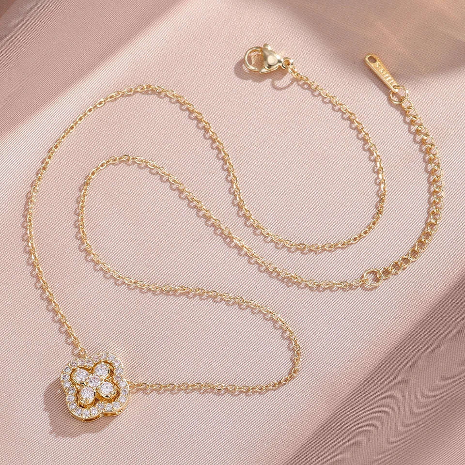 1pcs Sexy Luxury Diamond-inlaid Flower Necklace