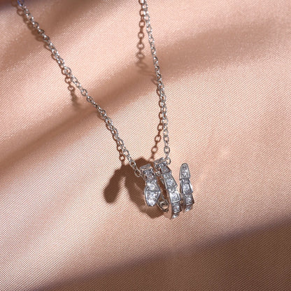 Snake Bone Inlaid Zirconium Pendant Necklace