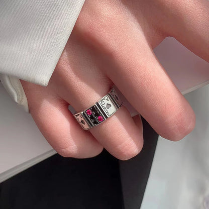 Punk Retro Playing Card Diamond-set Decoration Ring