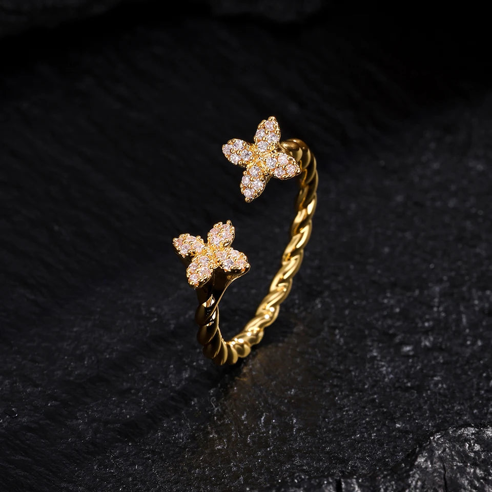 Luxurious Sexy Flower Zircon Opening Ring