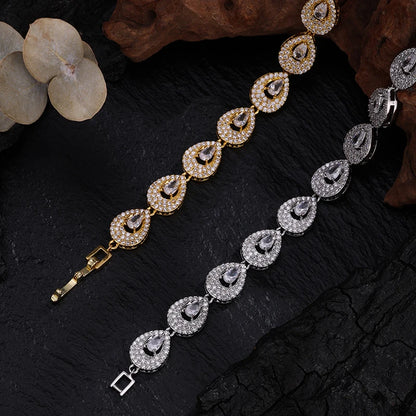 1pc Luxury Classical Diamond Zircon Water Drop Bracelet