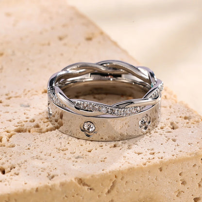 Sexy Romantic Flower Stainless Steel Ring Set